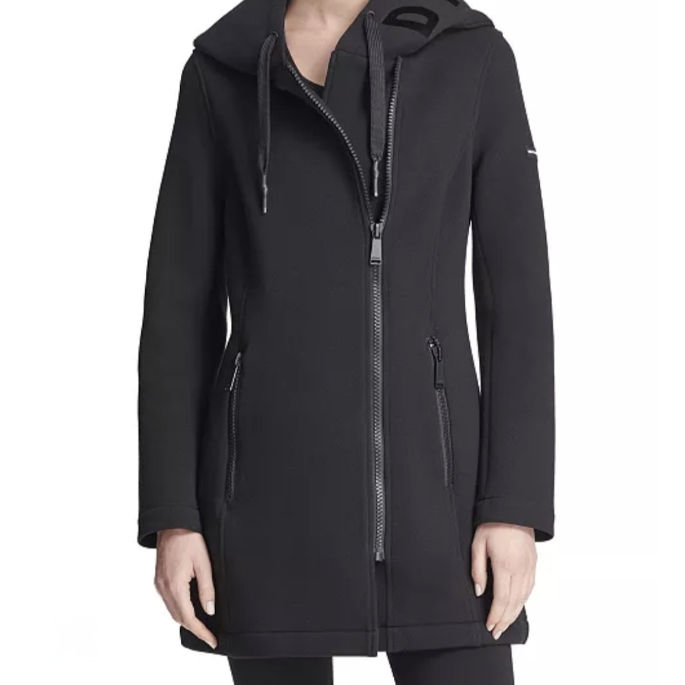 DKNY Sport Asymmetrical Hooded Scuba Jacket in a Medium EUC Worn Once-Looks New